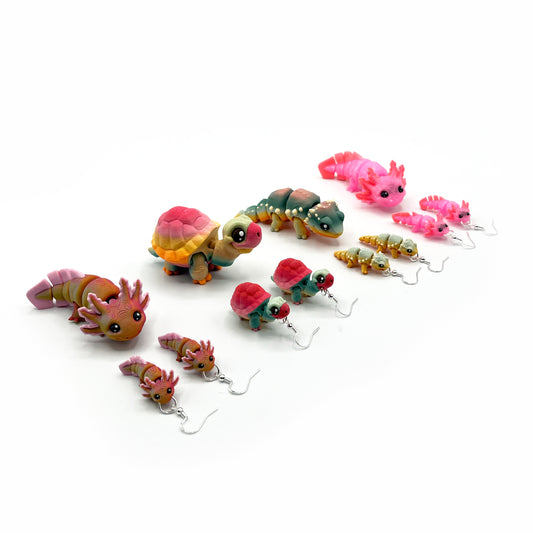 Critter Earrings – 3D Printed Animal Hook Earrings | Cute Hypoallergenic Jewelry | Unique Critter Designs