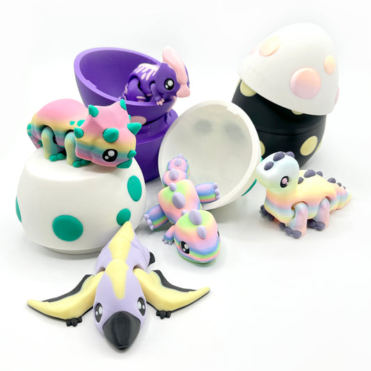 Dino Pals with Egg - Articulating 3D Printed Dinos – Fidget - Collectibles