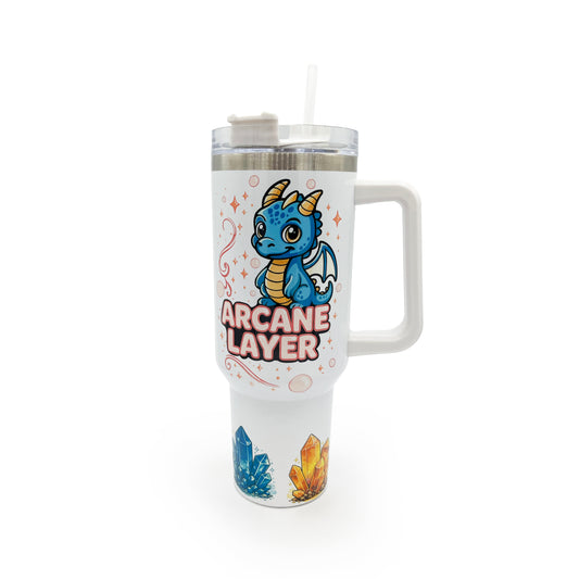 ARCANE LAYER 40oz Sublimated Tumbler | Bookish Stainless Steel Cup with Handle