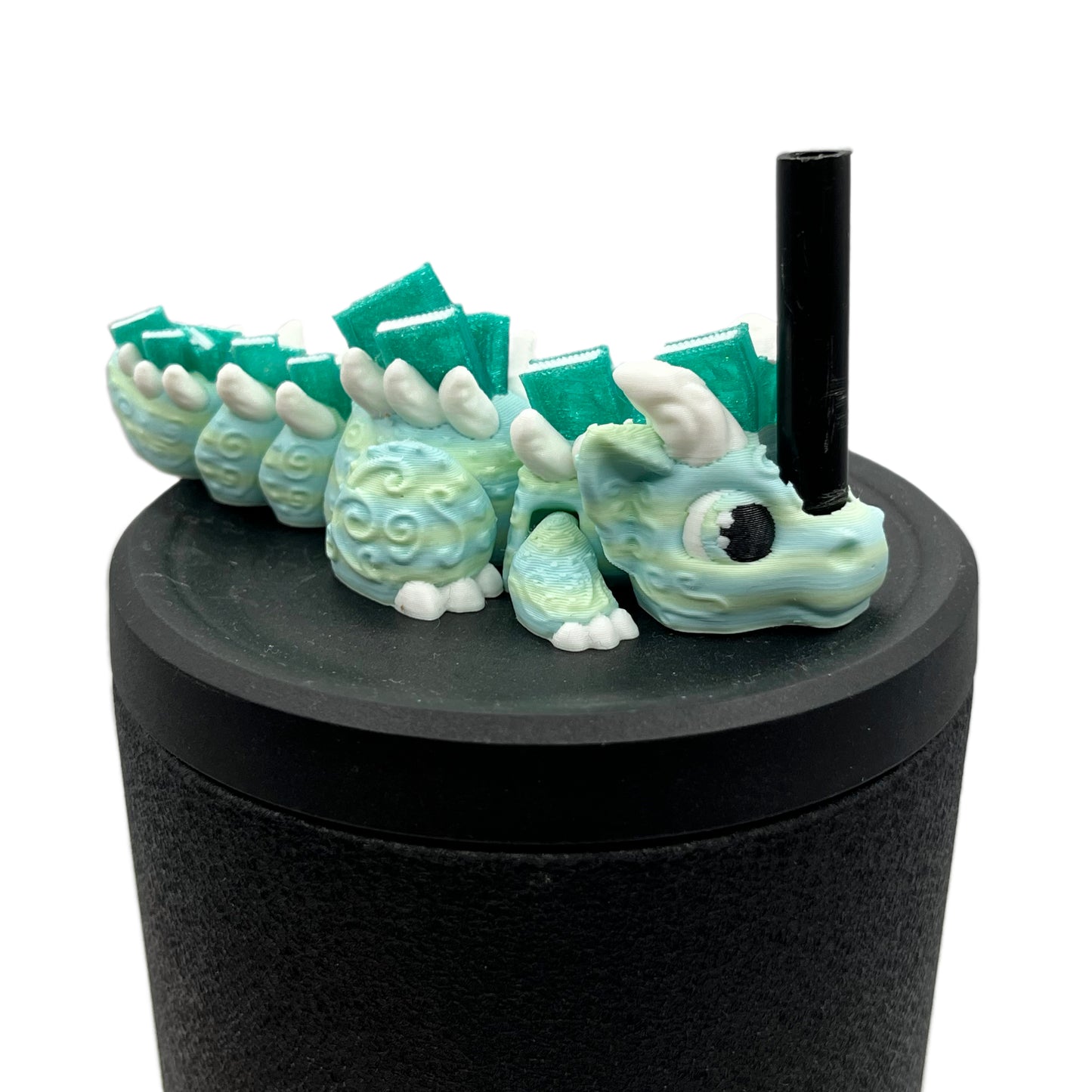 Book Dragon Sip Sidekicks – 3D Printed Dragon Straw Toppers for Tumblers | Cute Bookish Straw Buddy Accessories