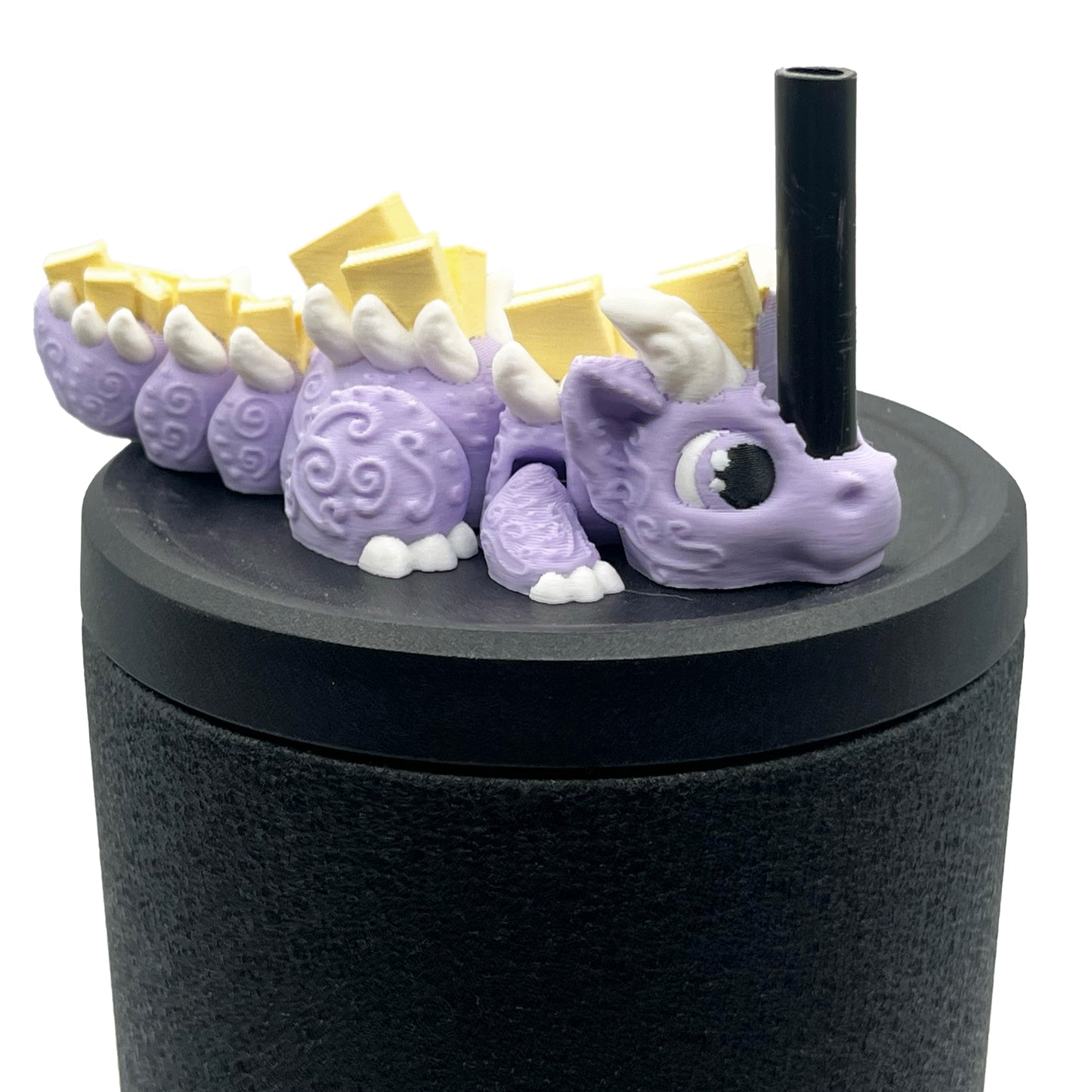 Baby Dragon Sip Sidekicks – 3D Printed Dragon Straw Topper for Tumblers | Fantasy Straw Buddy Accessory