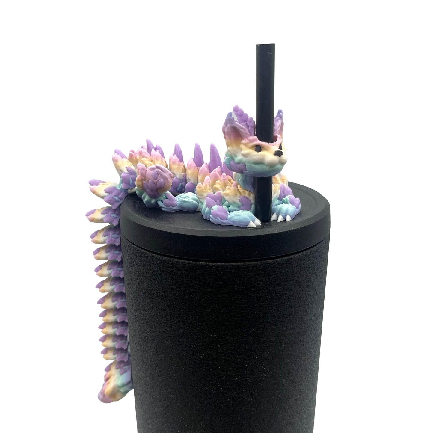 Baby Dragon Sip Sidekicks – 3D Printed Dragon Straw Topper for Tumblers | Fantasy Straw Buddy Accessory