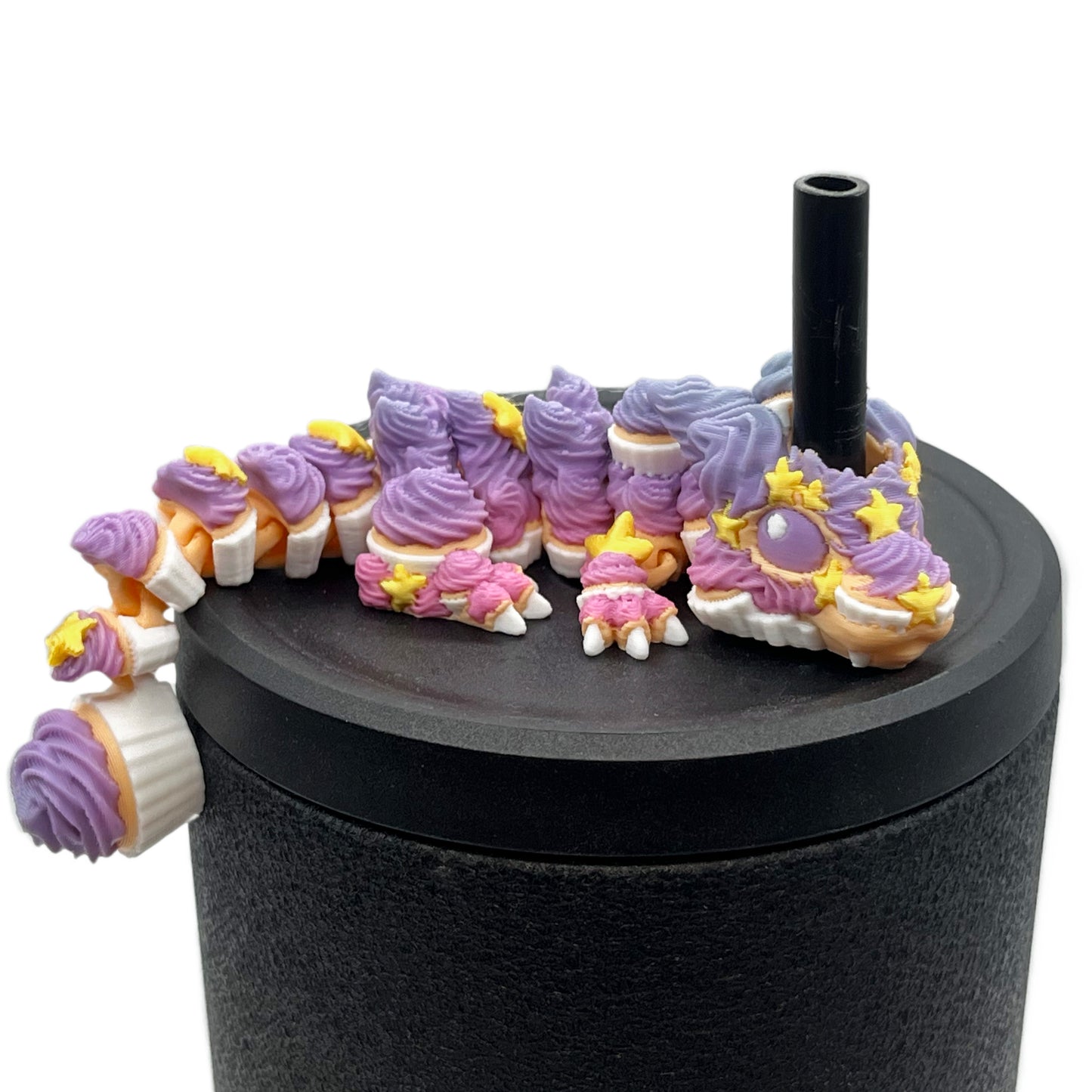 Baby Dragon Sip Sidekicks – 3D Printed Dragon Straw Topper for Tumblers | Fantasy Straw Buddy Accessory