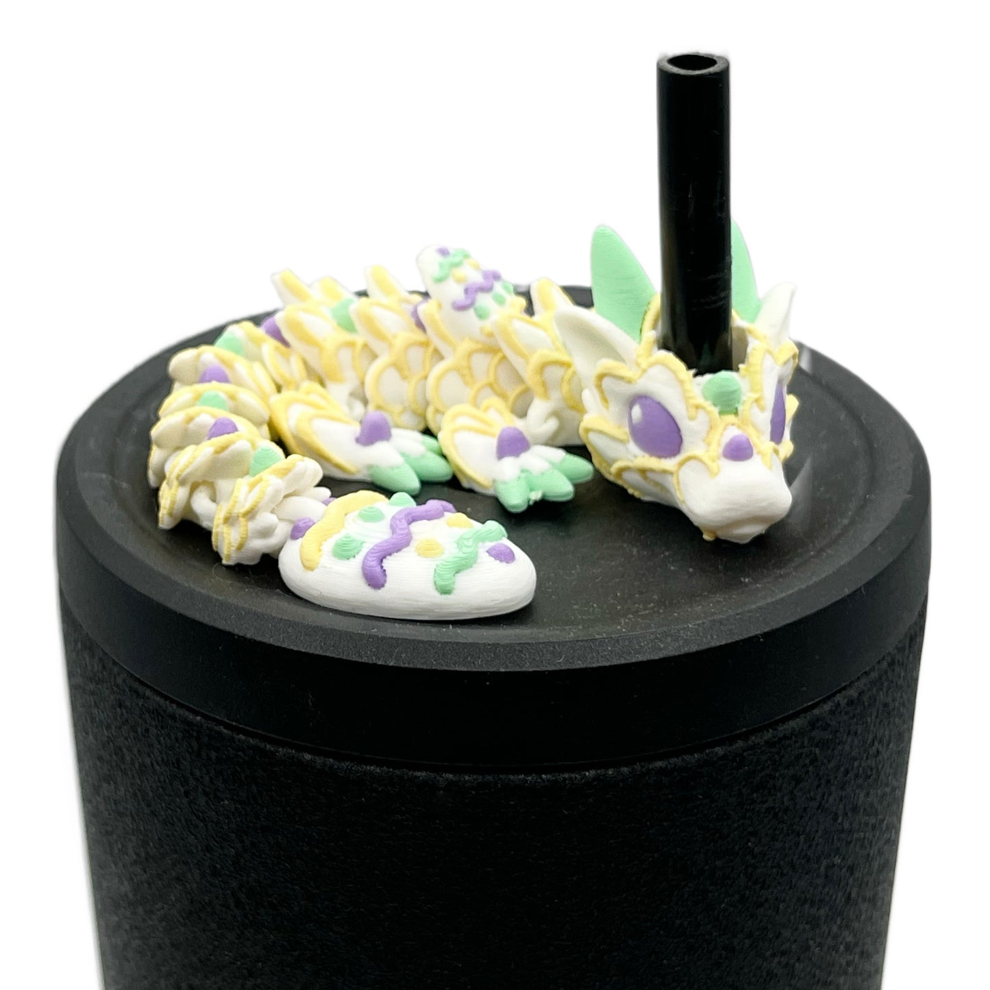 Baby Dragon Sip Sidekicks – 3D Printed Dragon Straw Topper for Tumblers | Fantasy Straw Buddy Accessory