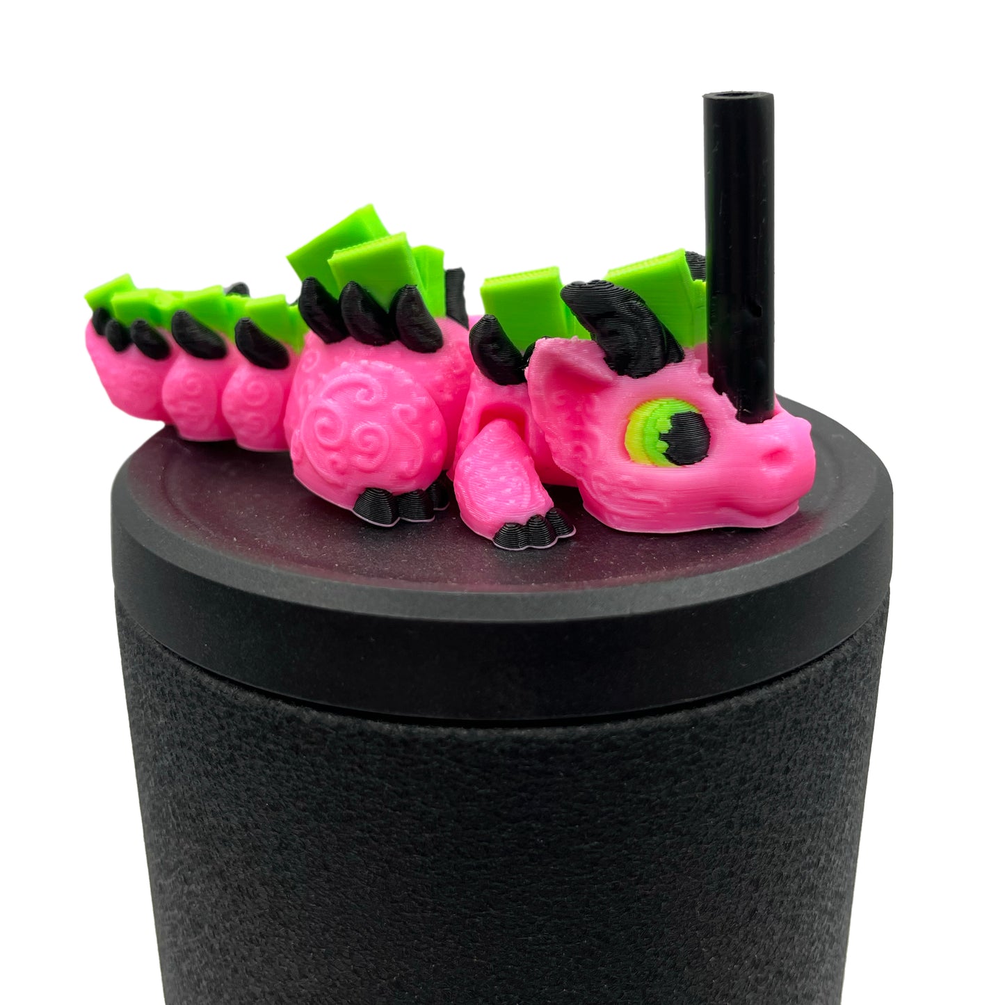 Book Dragon Sip Sidekicks – 3D Printed Dragon Straw Toppers for Tumblers | Cute Bookish Straw Buddy Accessories