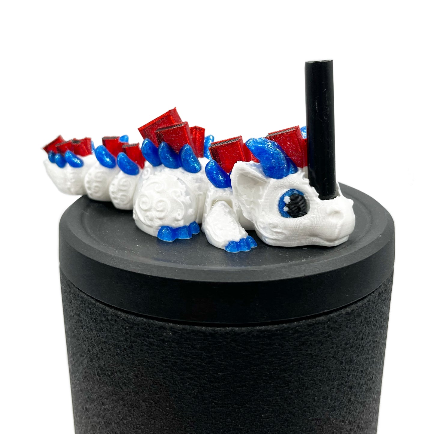 Book Dragon Sip Sidekicks – 3D Printed Dragon Straw Toppers for Tumblers | Cute Bookish Straw Buddy Accessories