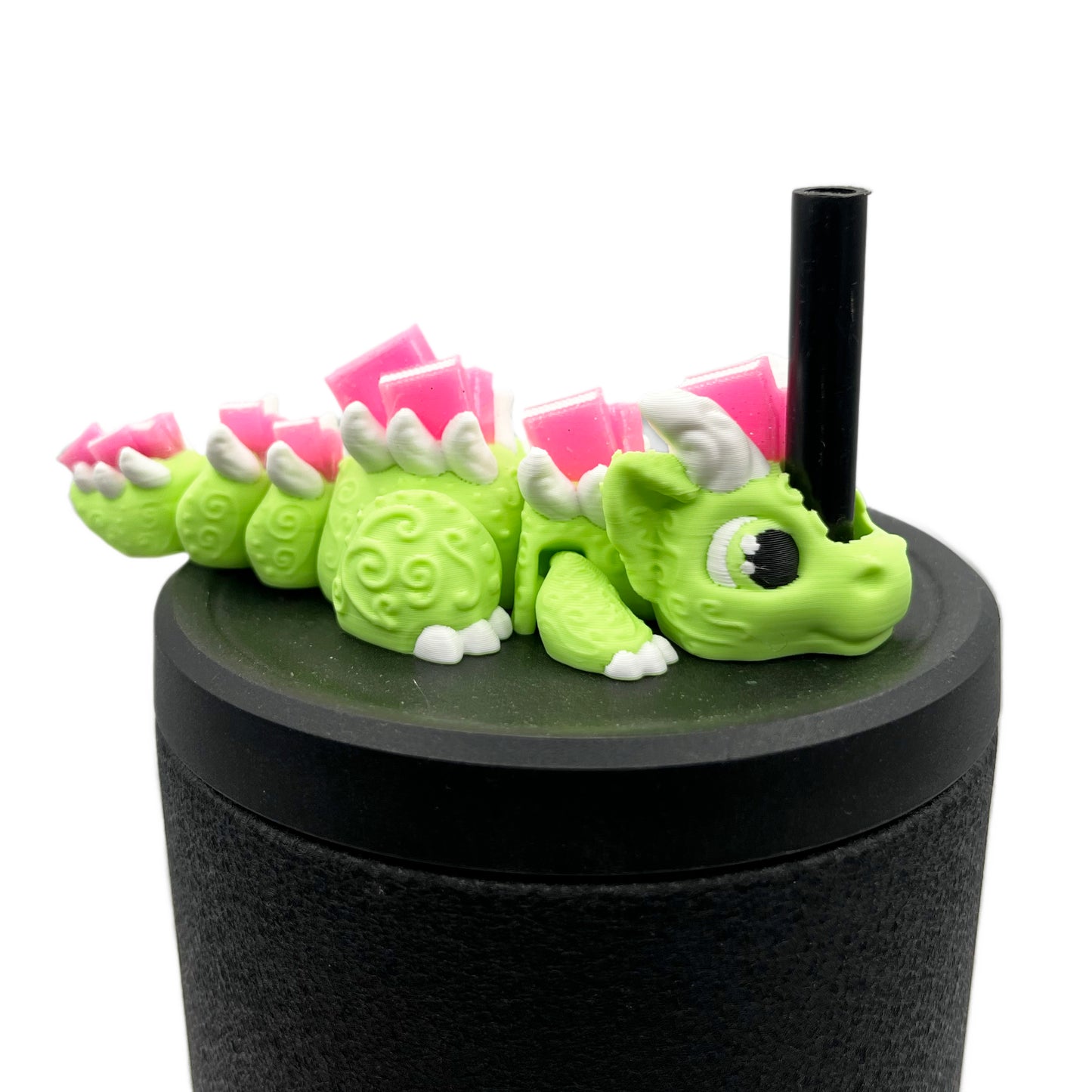 Book Dragon Sip Sidekicks – 3D Printed Dragon Straw Toppers for Tumblers | Cute Bookish Straw Buddy Accessories