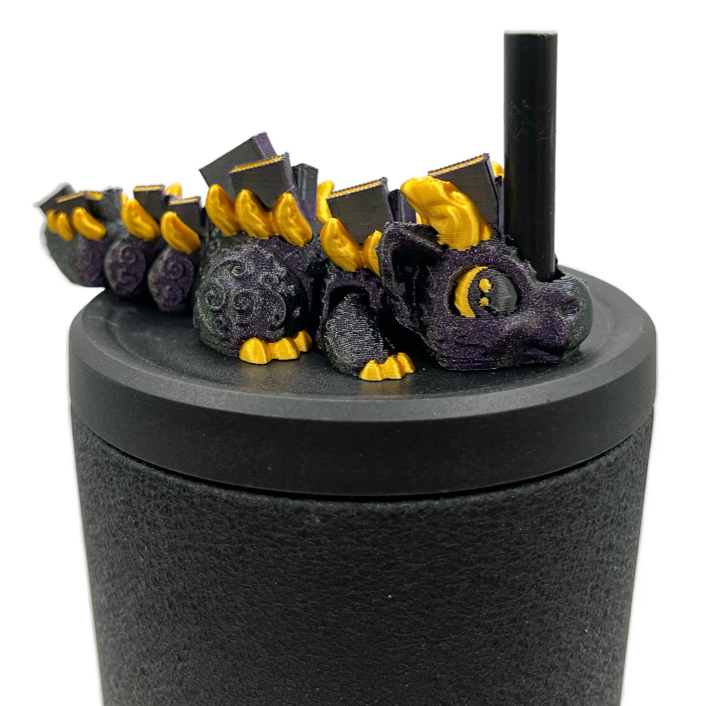 Book Dragon Sip Sidekicks – 3D Printed Dragon Straw Toppers for Tumblers | Cute Bookish Straw Buddy Accessories