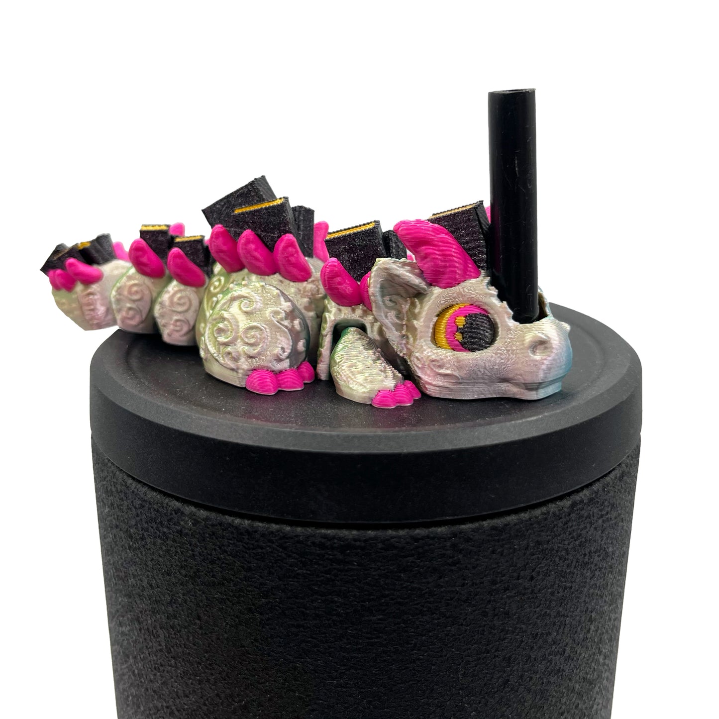 Book Dragon Sip Sidekicks – 3D Printed Dragon Straw Toppers for Tumblers | Cute Bookish Straw Buddy Accessories