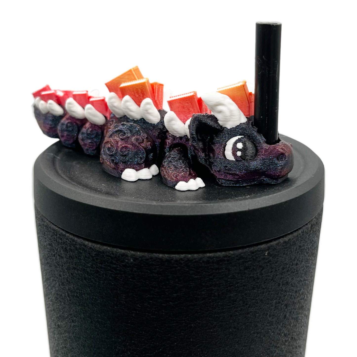 Book Dragon Sip Sidekicks – 3D Printed Dragon Straw Toppers for Tumblers | Cute Bookish Straw Buddy Accessories