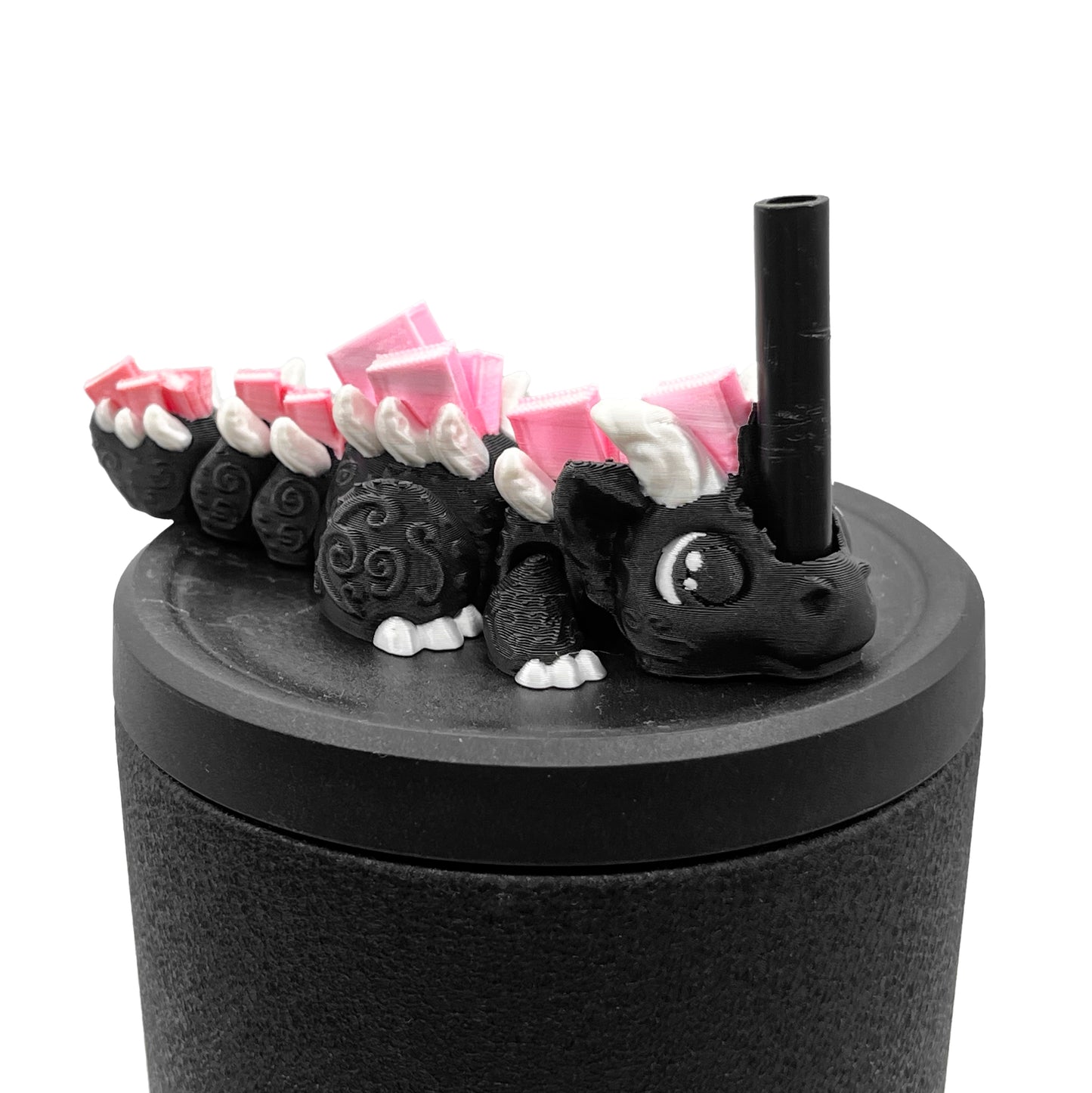 Book Dragon Sip Sidekicks – 3D Printed Dragon Straw Toppers for Tumblers | Cute Bookish Straw Buddy Accessories