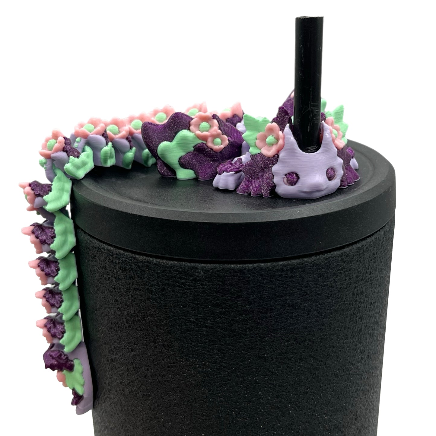 Baby Dragon Sip Sidekicks – 3D Printed Dragon Straw Topper for Tumblers | Fantasy Straw Buddy Accessory