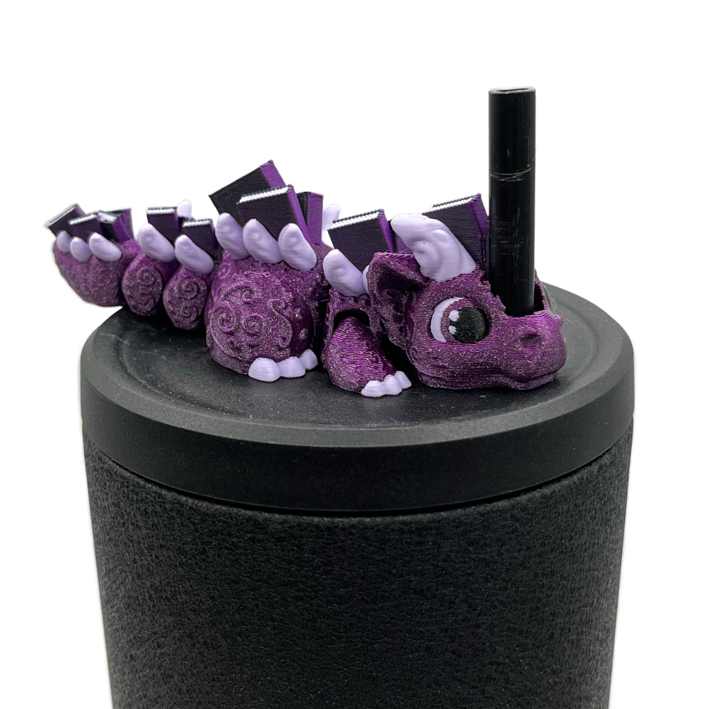 Book Dragon Sip Sidekicks – 3D Printed Dragon Straw Toppers for Tumblers | Cute Bookish Straw Buddy Accessories