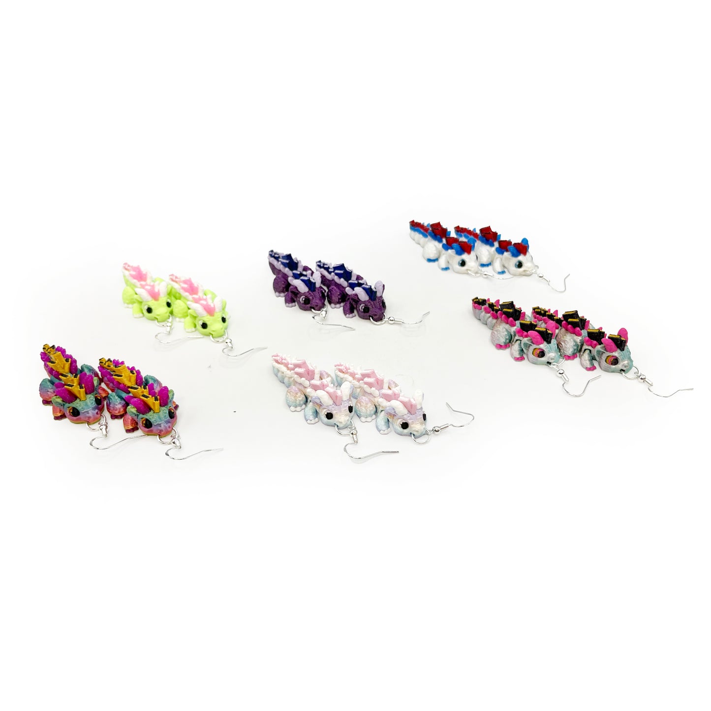 Book Dragon Earrings – Articulated 3D Printed Dragon Dangle Earrings | Cute Bookish Jewelry for Readers