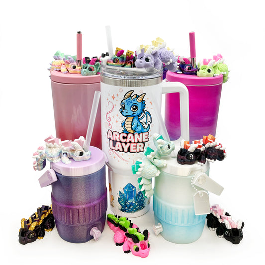 Book Dragon Sip Sidekicks – 3D Printed Dragon Straw Toppers for Tumblers | Cute Bookish Straw Buddy Accessories