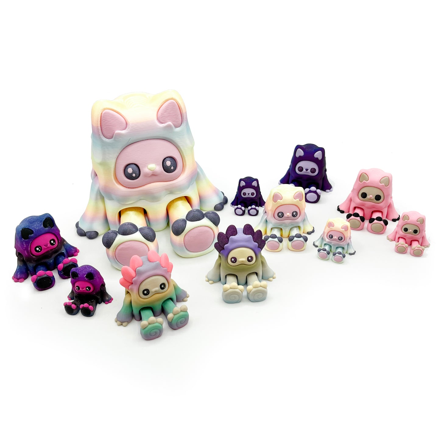 Mysterious Cryptid Desk Pals – Kittyfoot & Gillifoot Articulated 3D Printed Cryptid Figures & Desk Fidget Toys