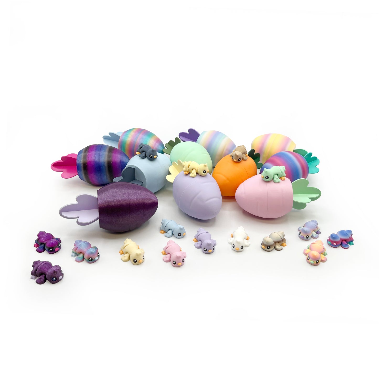 Micro Chick Pack – Hand-Picked 3D Printed Easter Chick Figures with Carrot Egg | Cute Easter Basket Stuffer & Spring Collectible