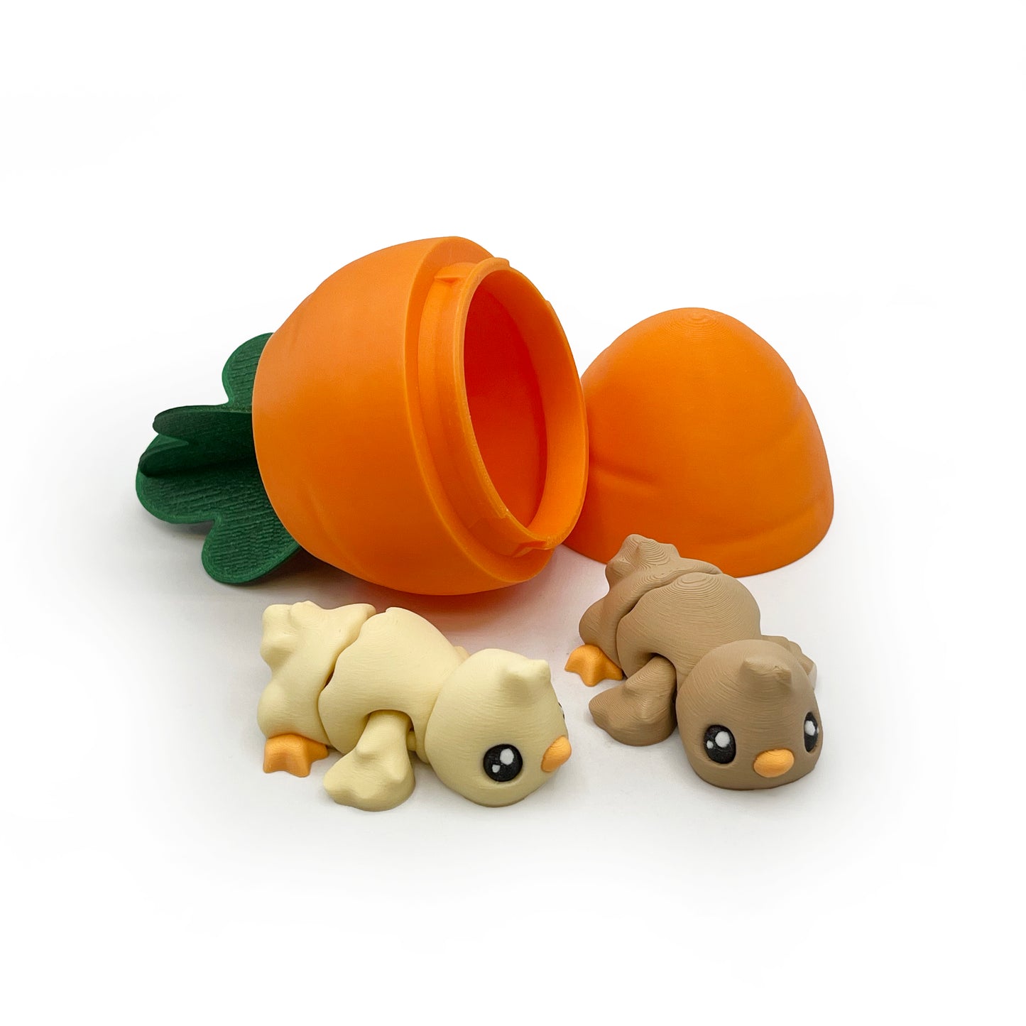 Easter Chick Carrot Egg Bundle – 3D Printed Baby Chick Figures & Carrot Egg | Cute Easter Basket Stuffer & Spring Collectible
