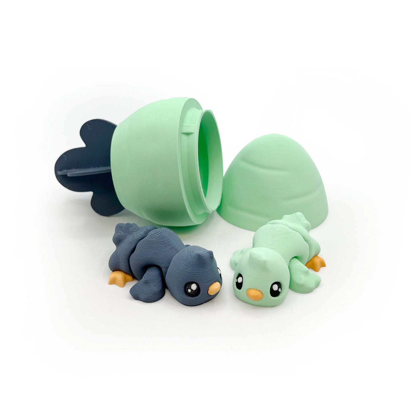 Easter Chick Carrot Egg Bundle – 3D Printed Baby Chick Figures & Carrot Egg | Cute Easter Basket Stuffer & Spring Collectible