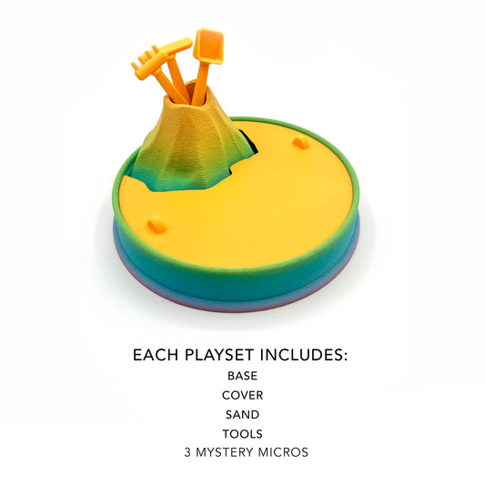 Dino Volcano Zen Garden – 3D Printed Dinosaur Play Set & Sensory Sand Desk Decor
