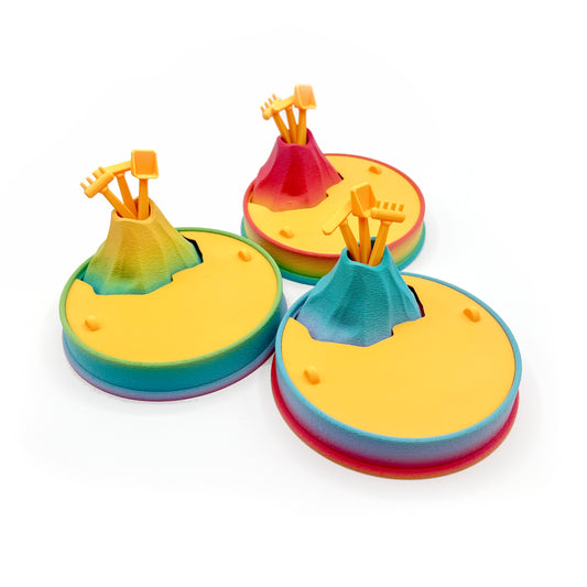 Dino Volcano Zen Garden – 3D Printed Dinosaur Play Set & Sensory Sand Desk Decor