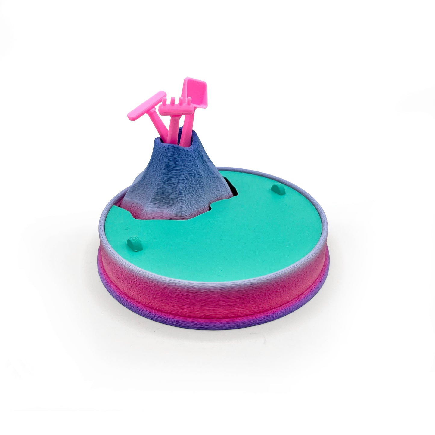 Dino Volcano Zen Garden – 3D Printed Dinosaur Play Set & Sensory Sand Desk Decor