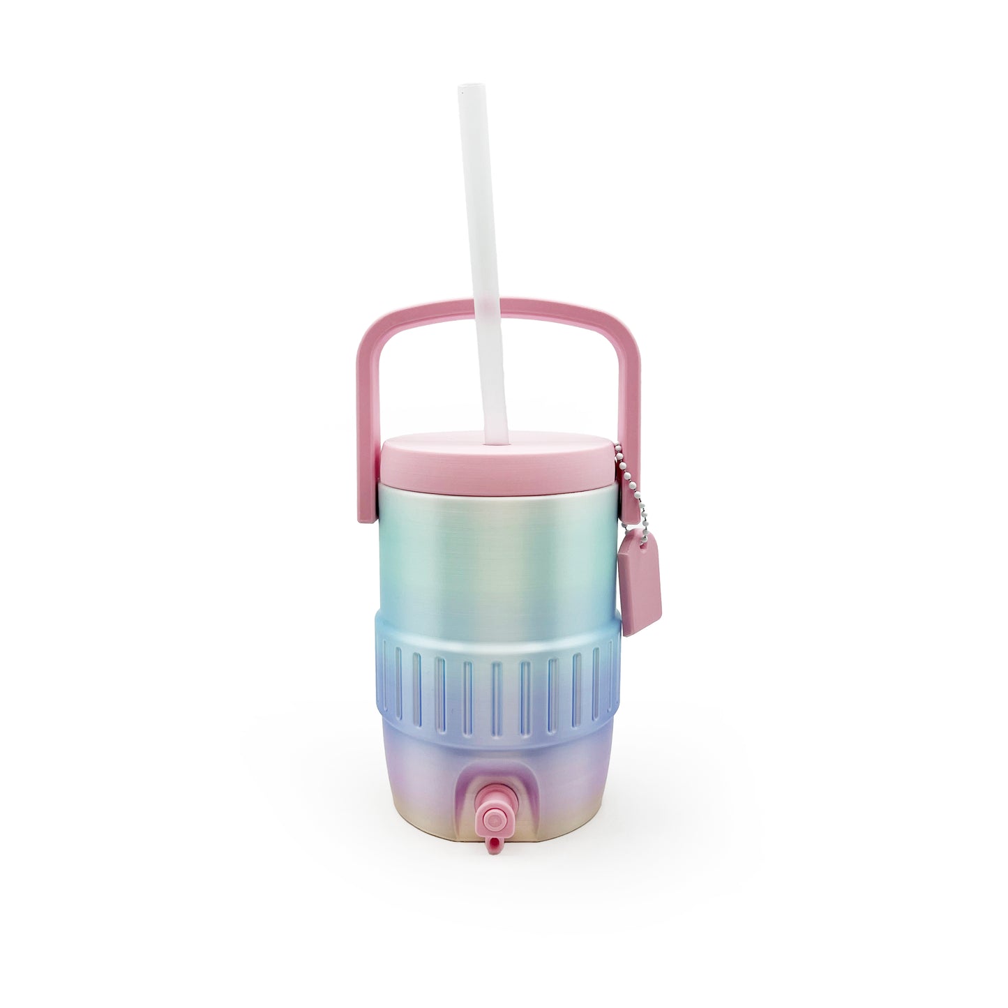 Mini Cooler Can Cozy with Lid, Straw + Pull Tab Opener