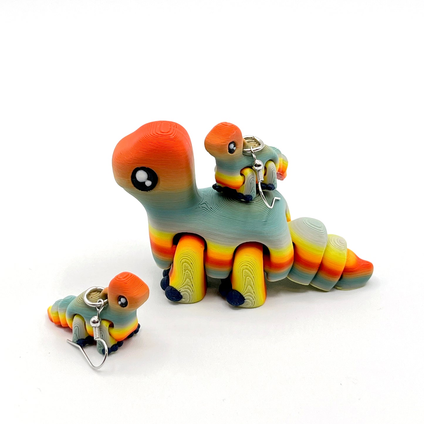 Tiny Dino Earrings – Lightweight 3D Printed Dinosaur Hook Earrings | Cute Hypoallergenic Prehistoric Jewelry