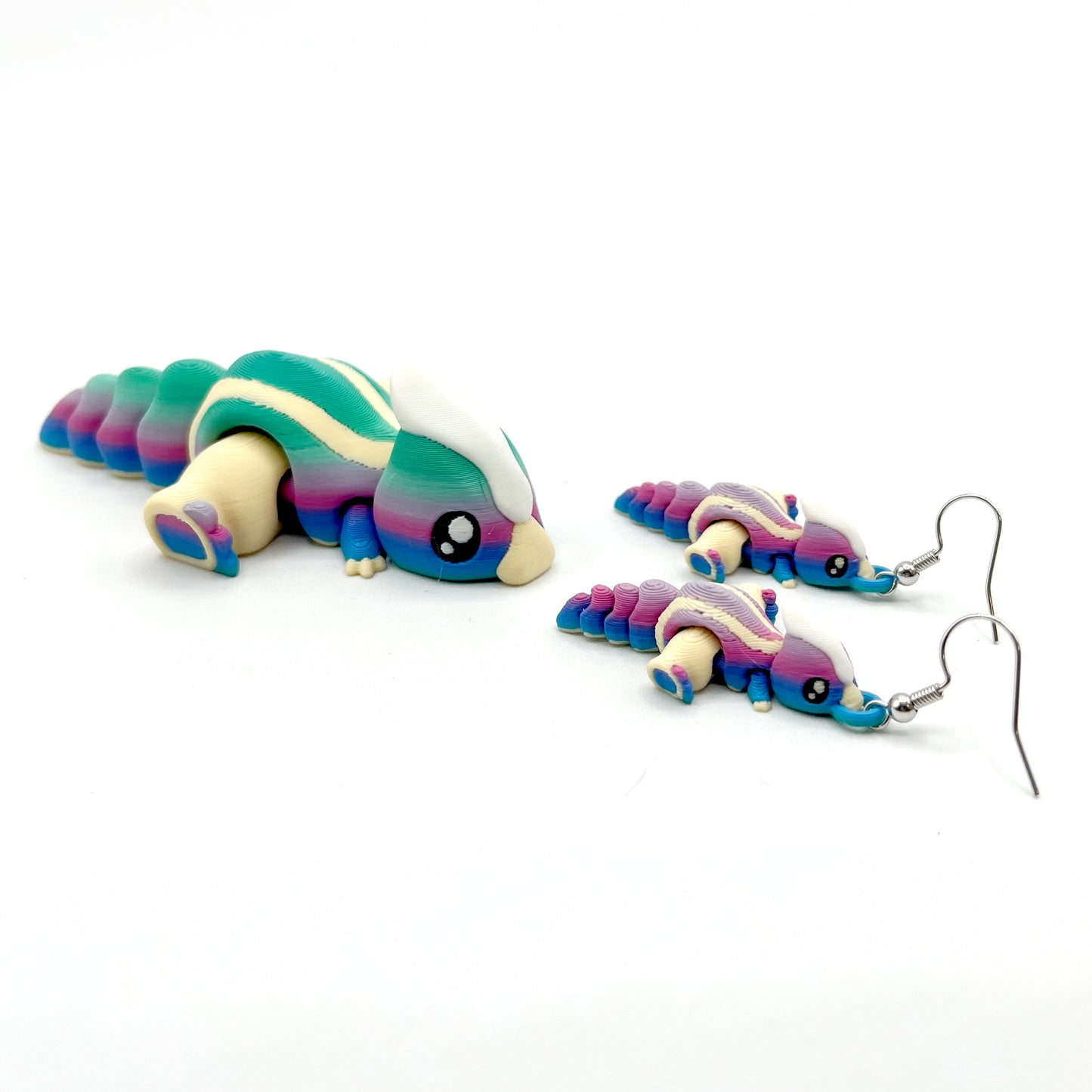 Tiny Dino Earrings – Lightweight 3D Printed Dinosaur Hook Earrings | Cute Hypoallergenic Prehistoric Jewelry