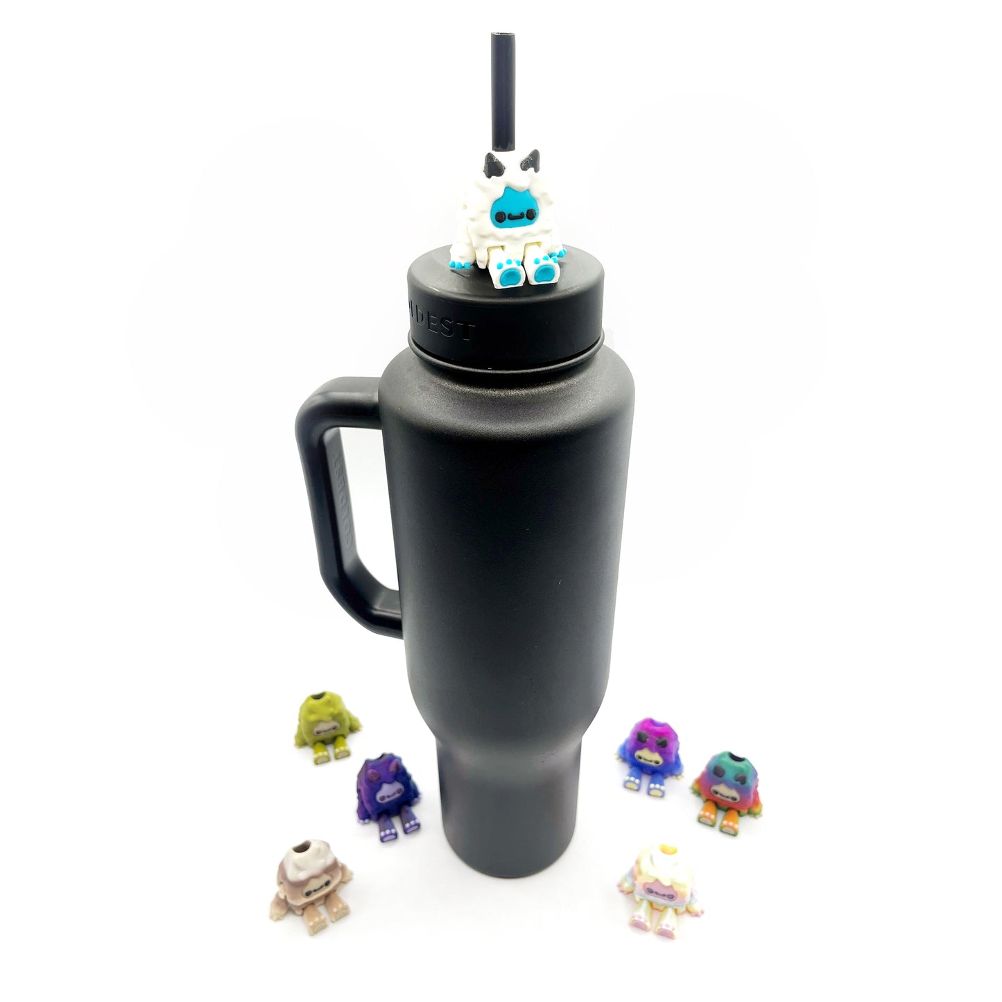 Flurryfoot & Bigfoot Sip Sidekicks – 3D Printed Cryptid Straw Toppers for Tumblers | Cute Straw Buddy Accessories