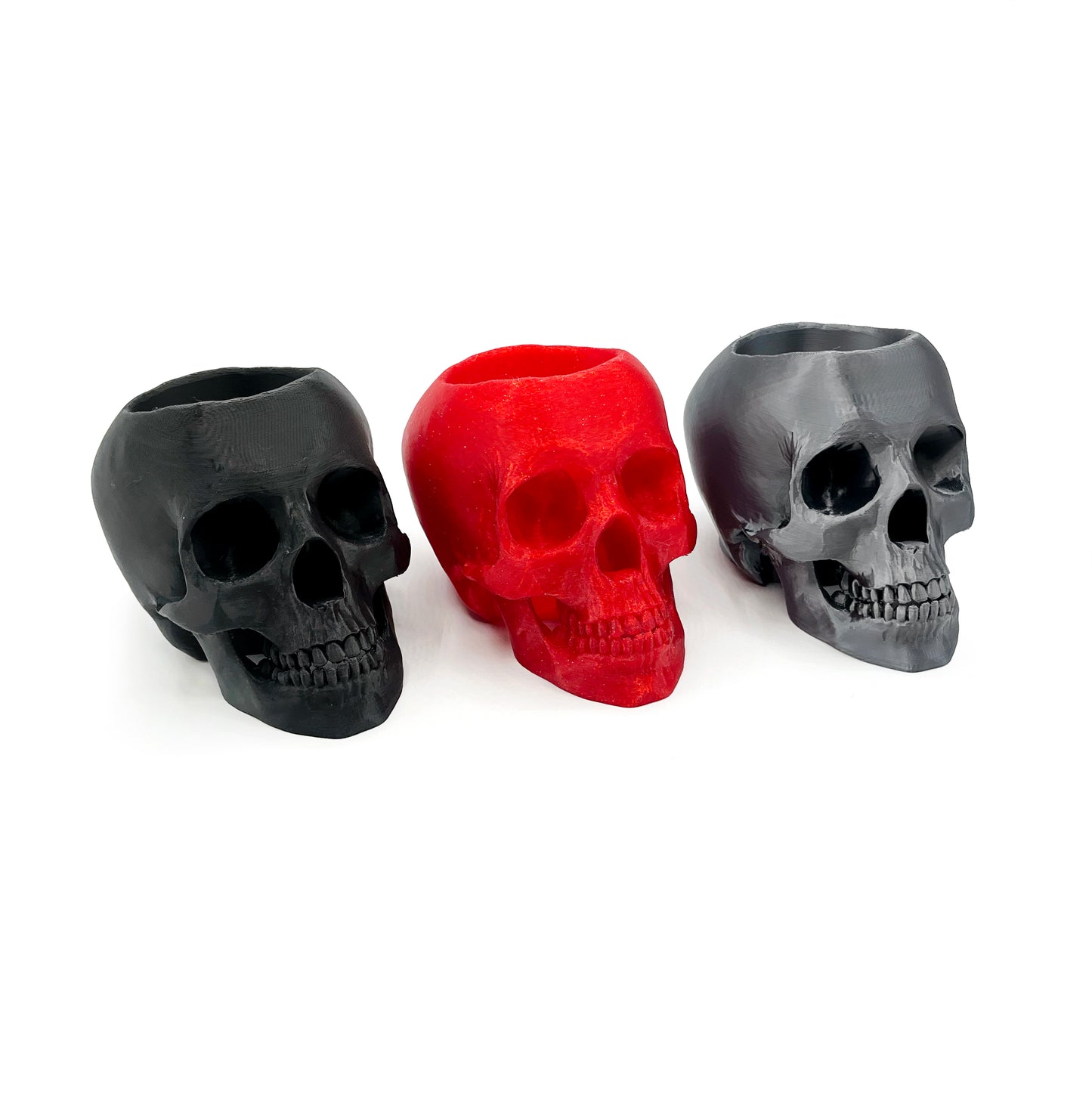 3D Printed Skull Pen Holder – Bookish Decor for Desk or Vanity | Fantasy-Inspired Organizer