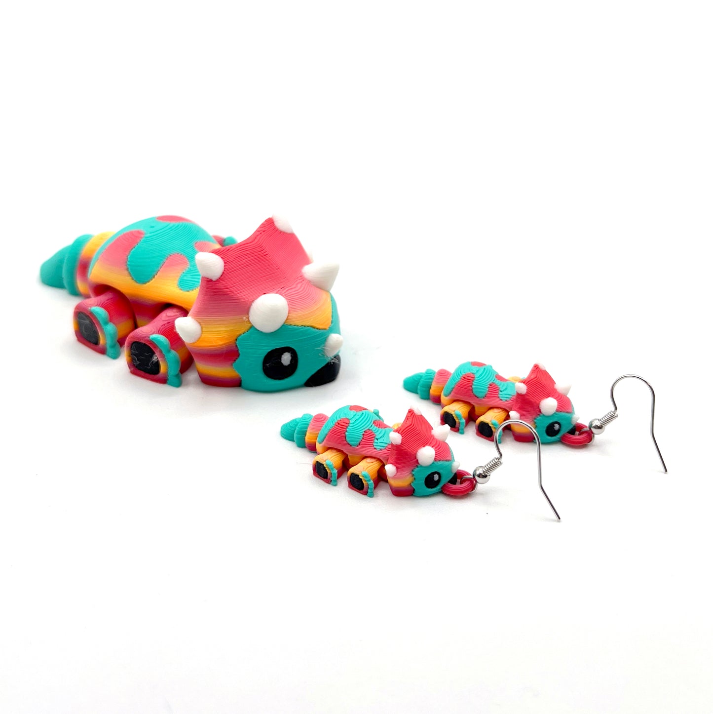 Tiny Dino Earrings – Lightweight 3D Printed Dinosaur Hook Earrings | Cute Hypoallergenic Prehistoric Jewelry