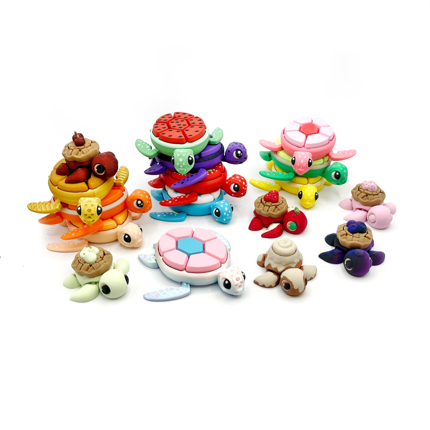 Turtle Fruit Clicker Keychain – 3D Printed Sensory Fidget Keychain | ADHD & Stress Relief Bag Charm
