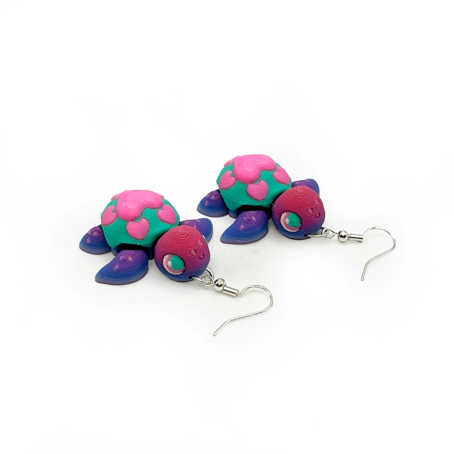 Turtles!! Earrings – 3D Printed Turtle Hook Earrings | Cute Hypoallergenic Earrings for Turtle Lovers
