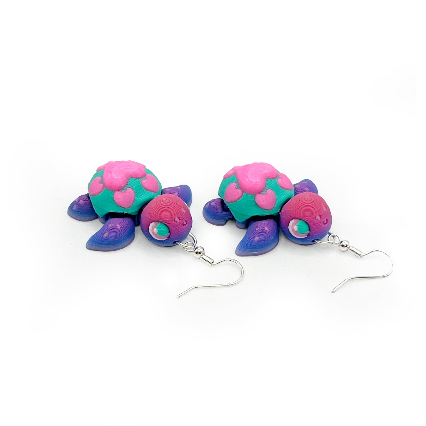 Turtles!! Earrings – 3D Printed Turtle Hook Earrings | Cute Hypoallergenic Earrings for Turtle Lovers