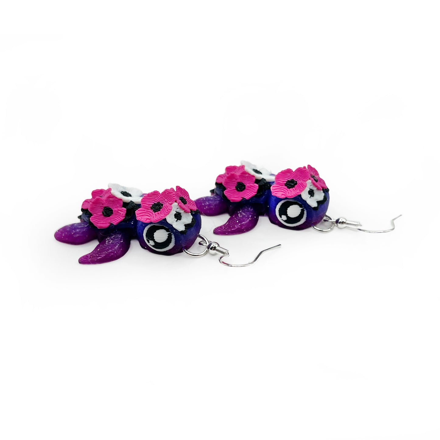 Turtles!! Earrings – 3D Printed Turtle Hook Earrings | Cute Hypoallergenic Earrings for Turtle Lovers