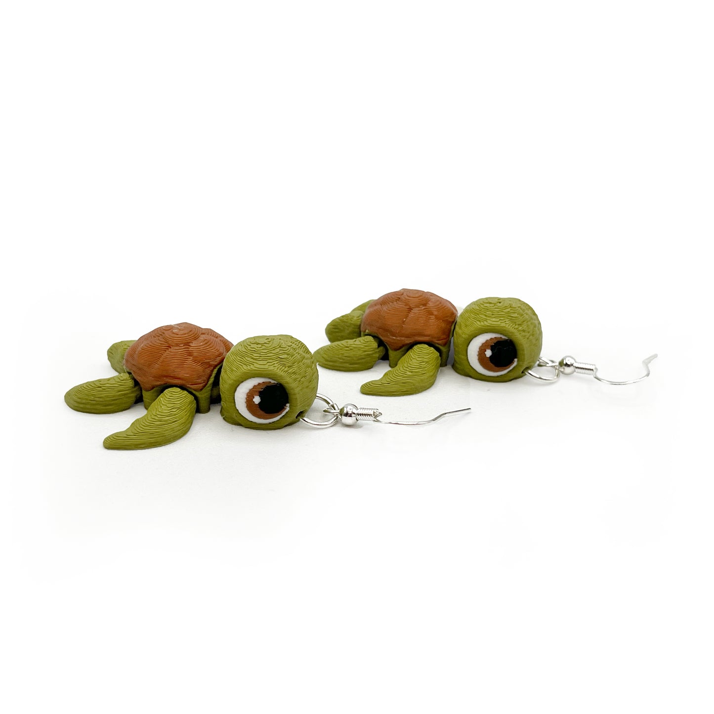 Turtles!! Earrings – 3D Printed Turtle Hook Earrings | Cute Hypoallergenic Earrings for Turtle Lovers